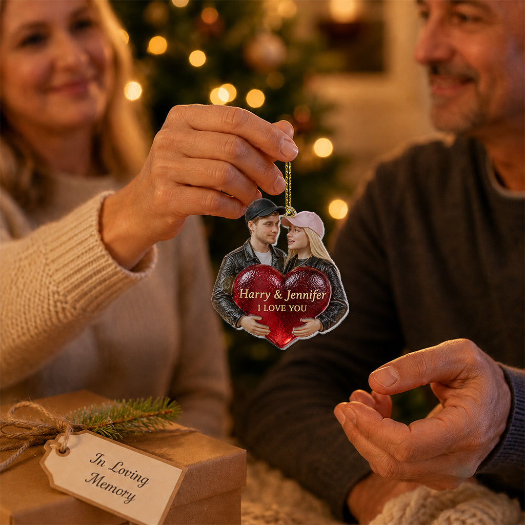 I Love You - Personalized Couple Custom Shape Glass Ornament