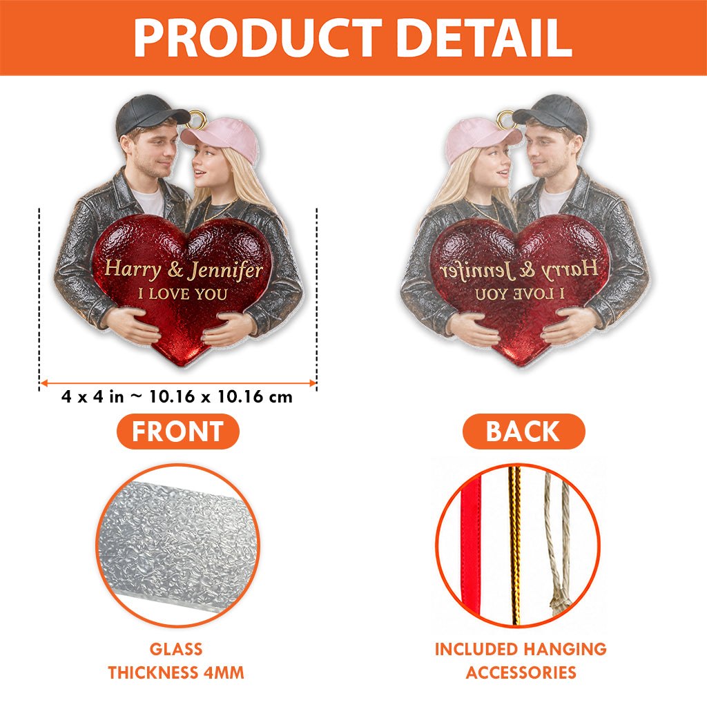 I Love You - Personalized Couple Custom Shape Glass Ornament
