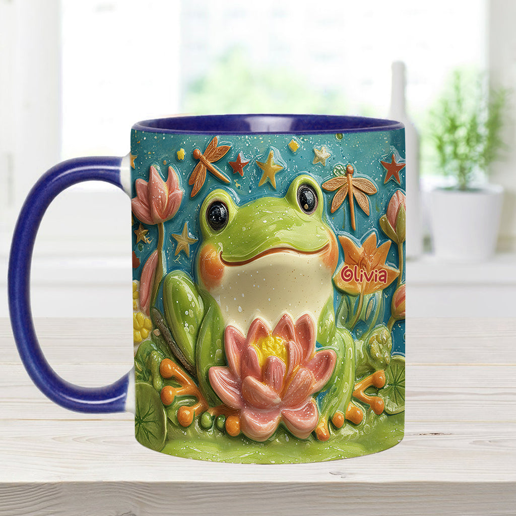 Mug personnalisé avec motif grenouille et lotus