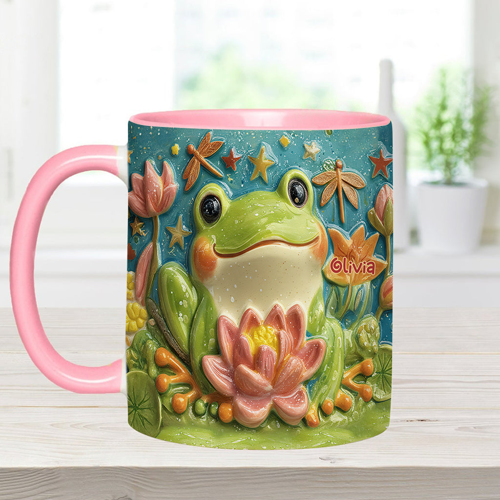 Mug personnalisé avec motif grenouille et lotus