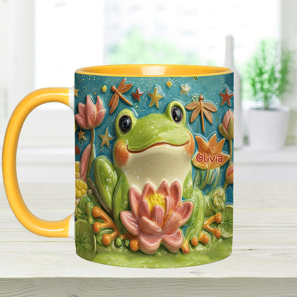 Mug personnalisé avec motif grenouille et lotus