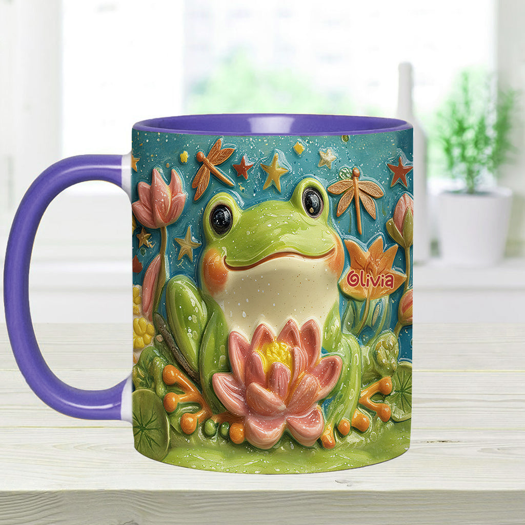 Mug personnalisé avec motif grenouille et lotus