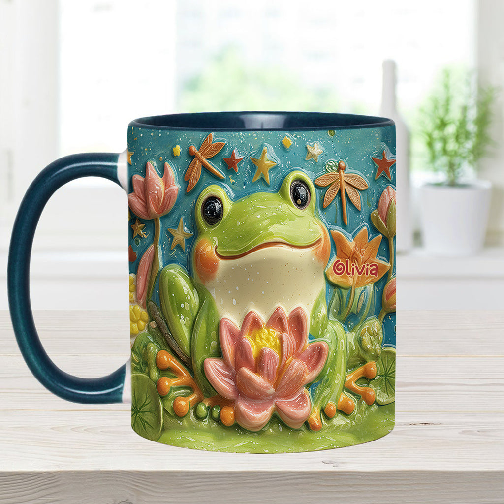 Mug personnalisé avec motif grenouille et lotus