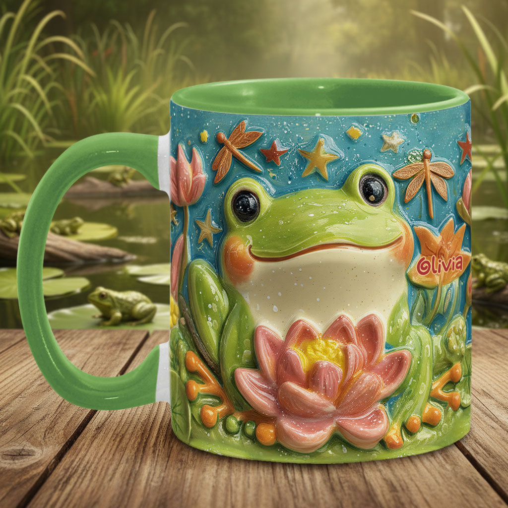 Mug personnalisé avec motif grenouille et lotus