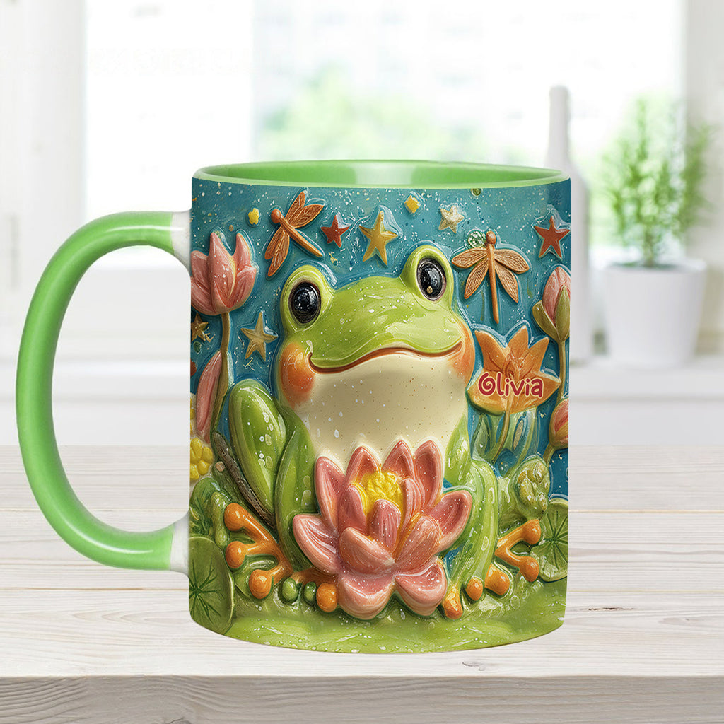 Mug personnalisé avec motif grenouille et lotus