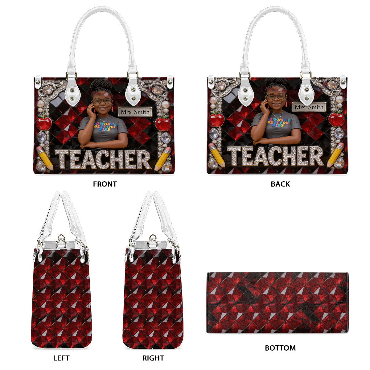 Custom Any Photo Gift For Teacher/Educator - Personalized Teacher Leather Handbag