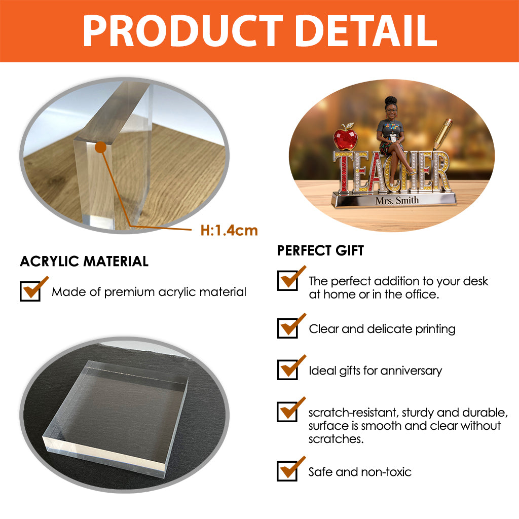 Custom Any Title Gift For Teacher/Educator - Personalized Teacher Custom Shaped Acrylic Plaque