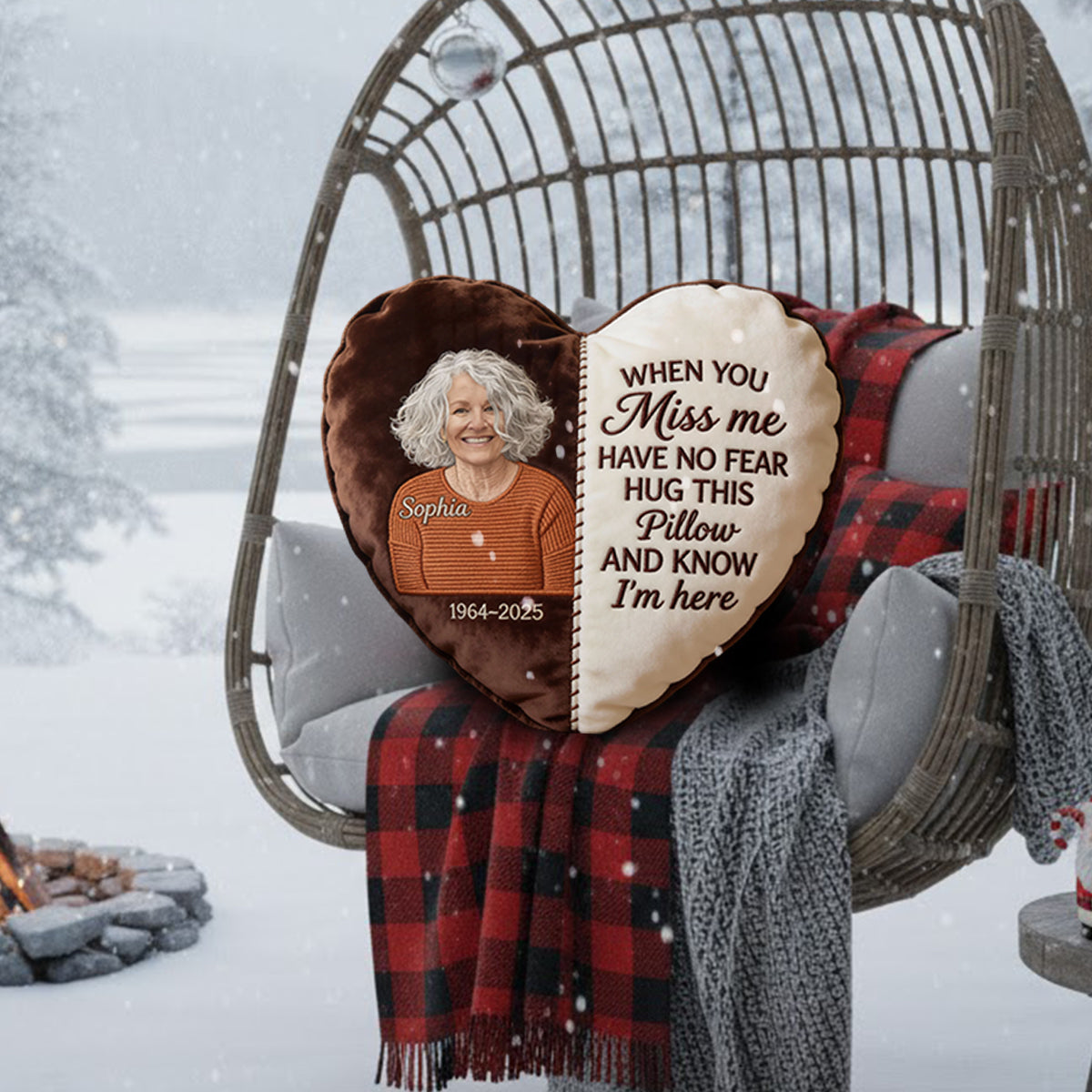 En souvenir de quelqu'un - Coussin commémoratif personnalisé en fausse fourrure