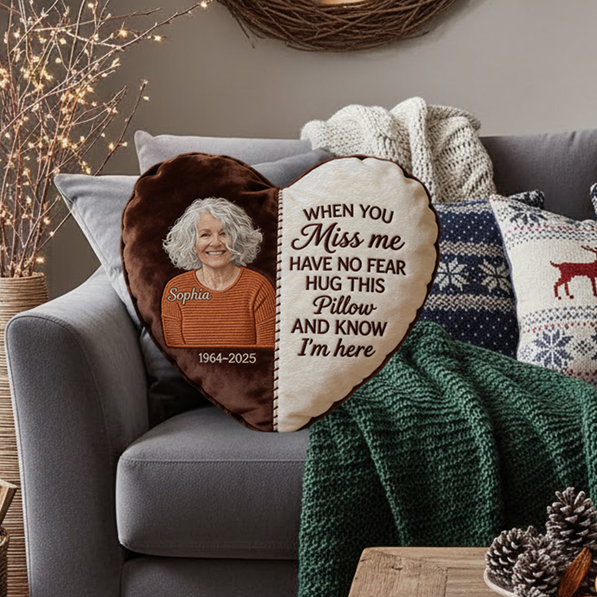 En souvenir de quelqu'un - Coussin commémoratif personnalisé en fausse fourrure