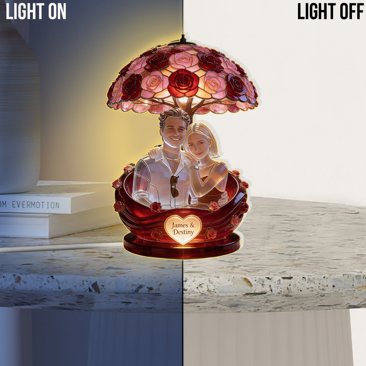 Custom Any Photo You & Me - Personalized Couple Acrylic LED Night Light