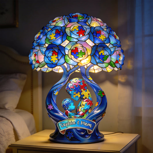 Veilleuse LED acrylique personnalisée « Maman Forte » : le cadeau idéal pour maman ! Sensibilisation à l’autisme.