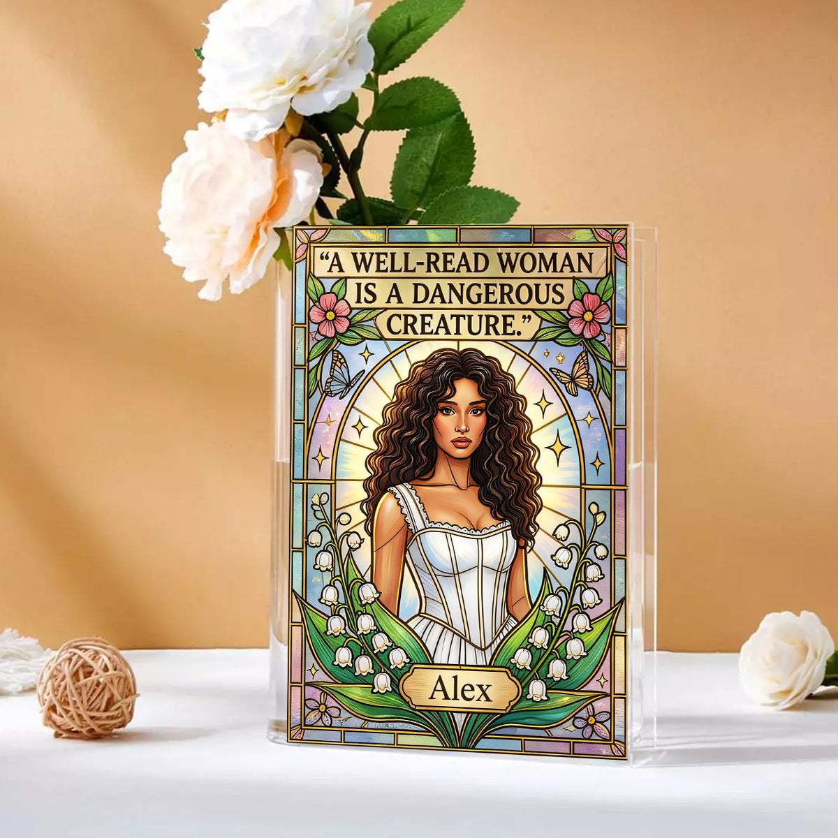 A Well-Read Woman Is A Dangerous Creature - Personalized Book Book Vase