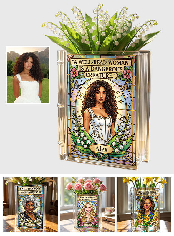 A Well-Read Woman Is A Dangerous Creature - Personalized Book Book Vase