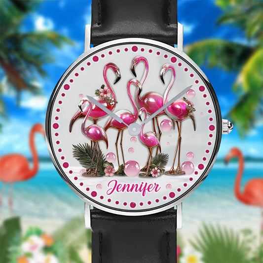 Montre-bracelet Flamant rose élégante et personnalisée