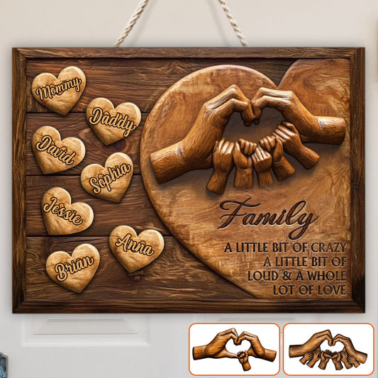 Family A Whole Lot Of Love - Personalized Family Custom Shaped Wood Sign