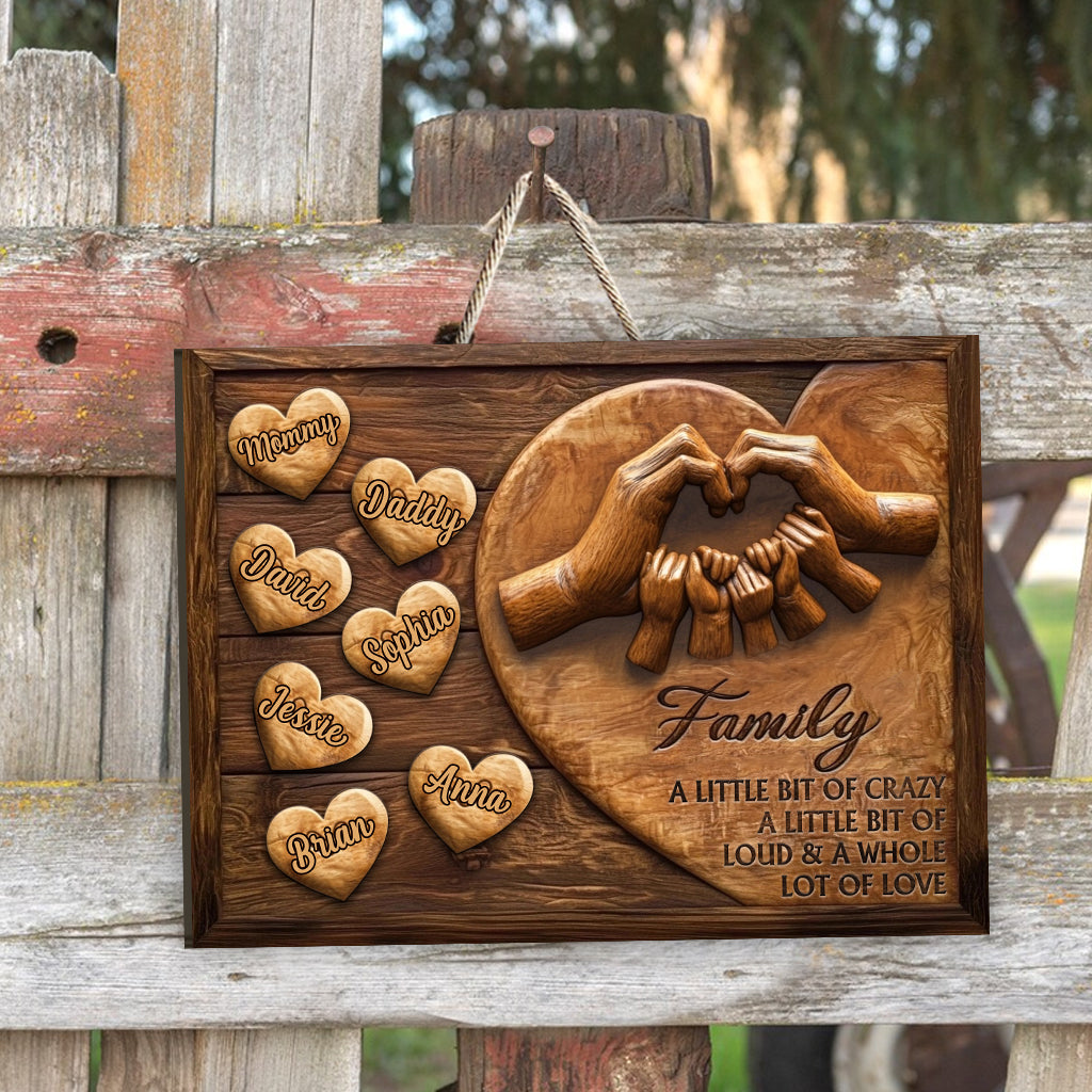 Famille et beaucoup d'amour - Panneau en bois personnalisé pour la famille