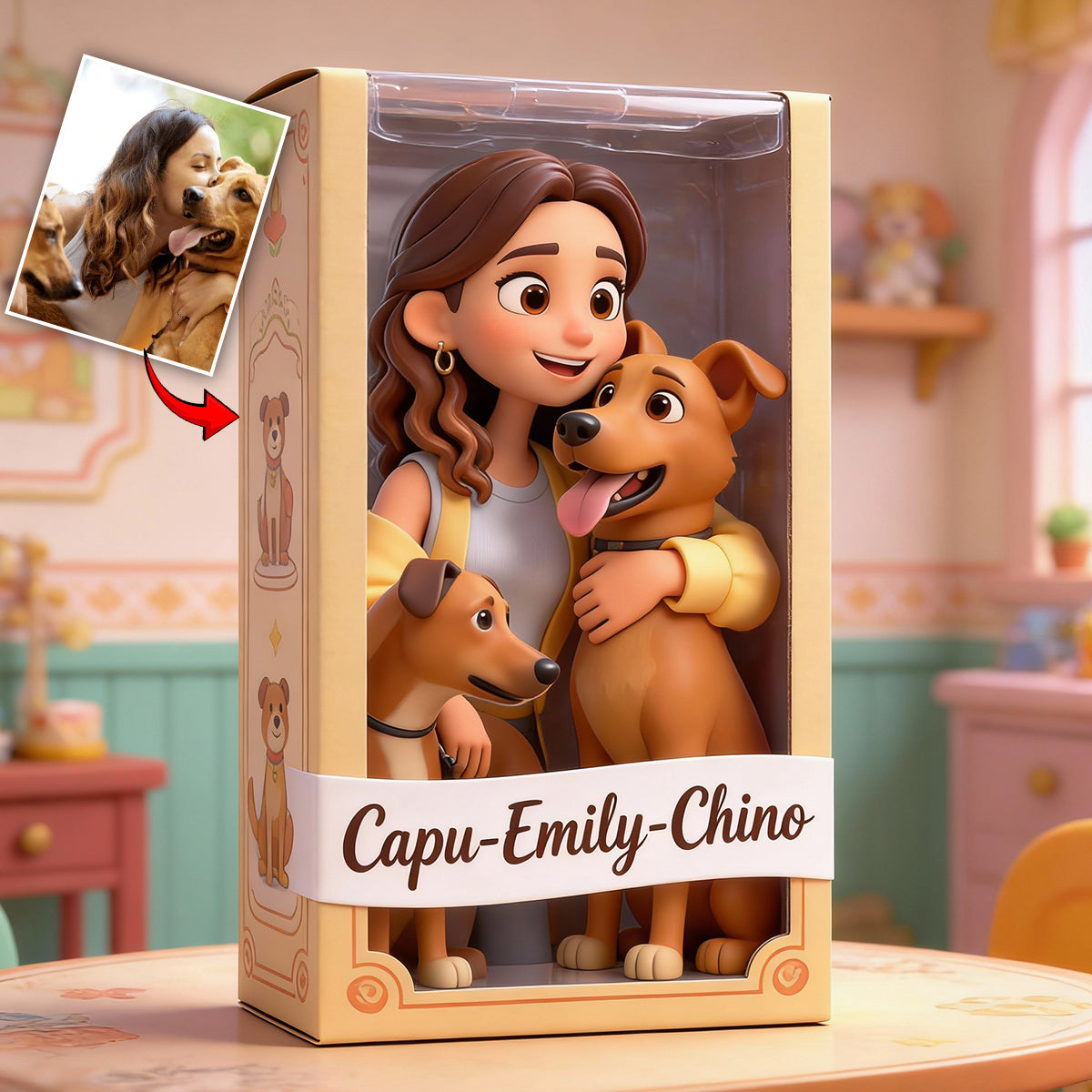 J'aime les chiens - Plaque acrylique personnalisée en forme de chien