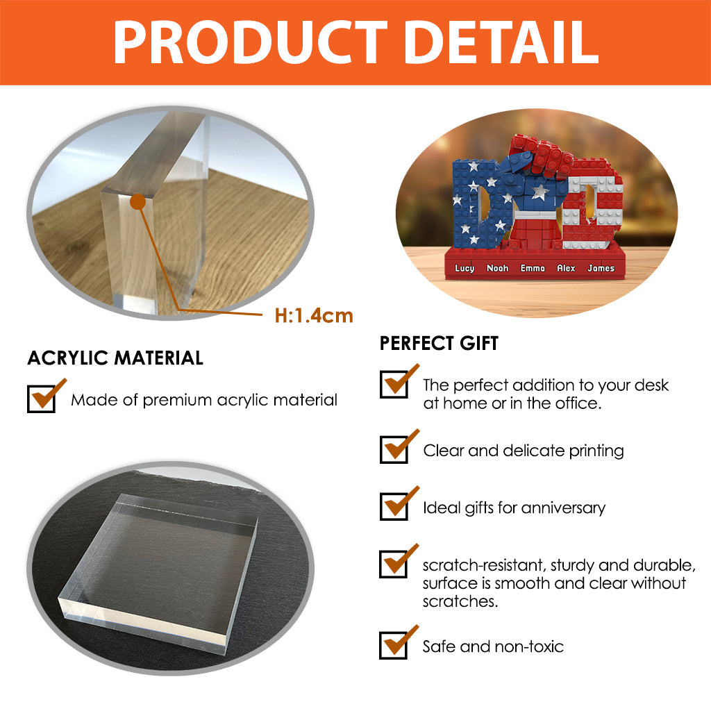 Strong Dad Fist - Personalized Father Custom Shaped Acrylic Plaque