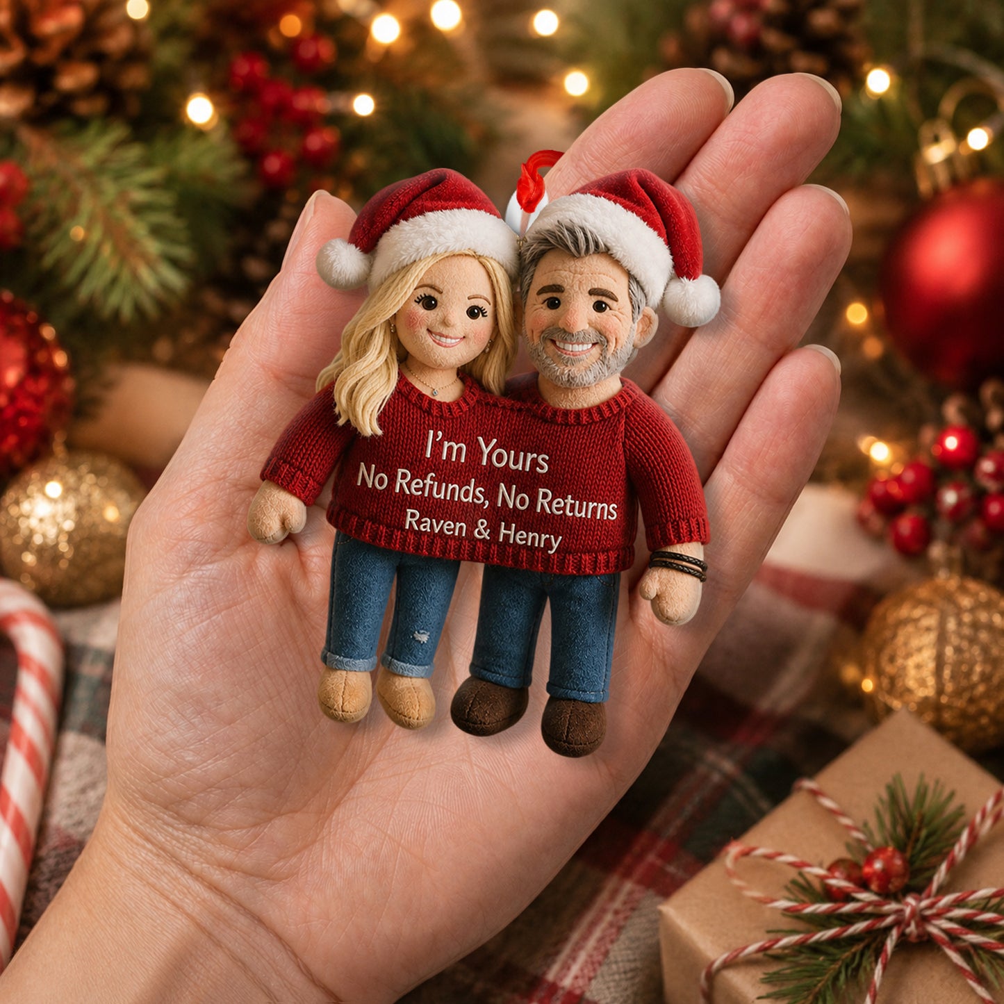 You'll Always Be Stuck With Me - Personalized Couple Plush Ornament