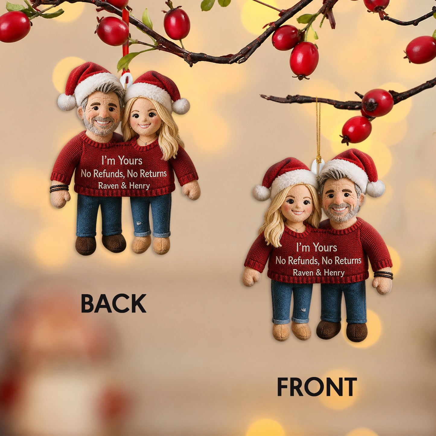 You'll Always Be Stuck With Me - Personalized Couple Plush Ornament