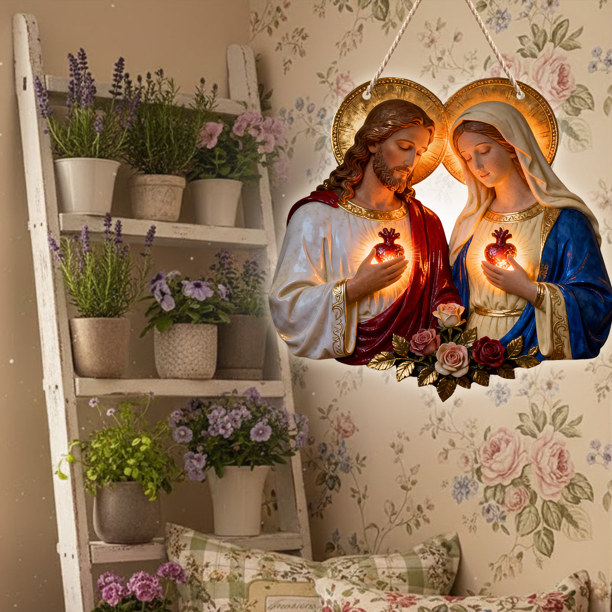 Sacrés-Cœurs chrétiens - Enseigne lumineuse LED chrétienne personnalisée en acrylique