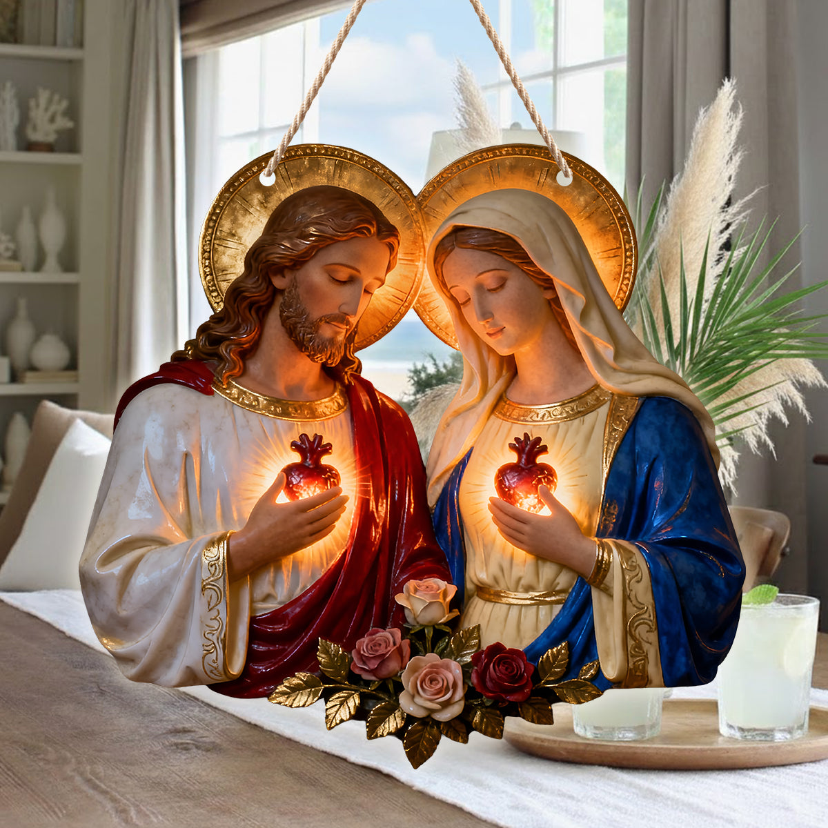 Sacrés-Cœurs chrétiens - Enseigne lumineuse LED chrétienne personnalisée en acrylique