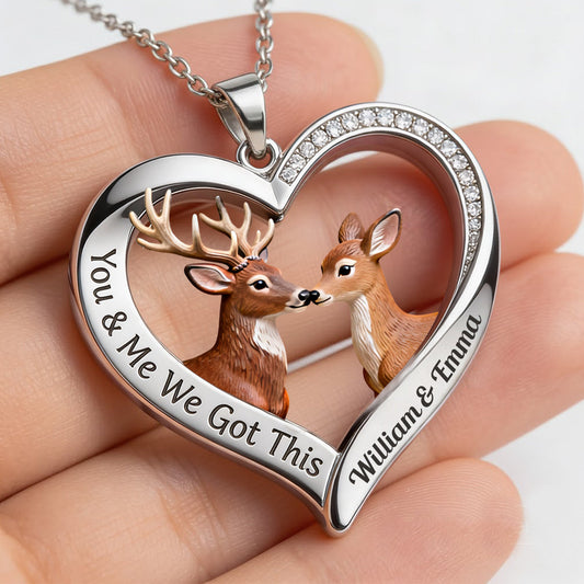 Toi et moi, on gère ! - Collier pendentif personnalisé en métal en forme de chasse