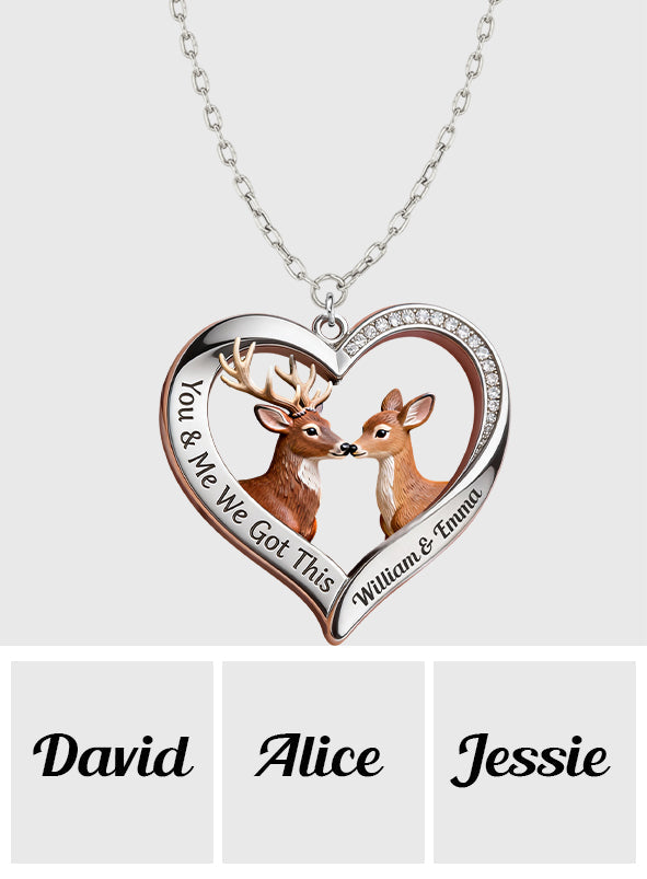 You & Me We Got This - Personalized Hunting Shaped Metal Pendant Necklace
