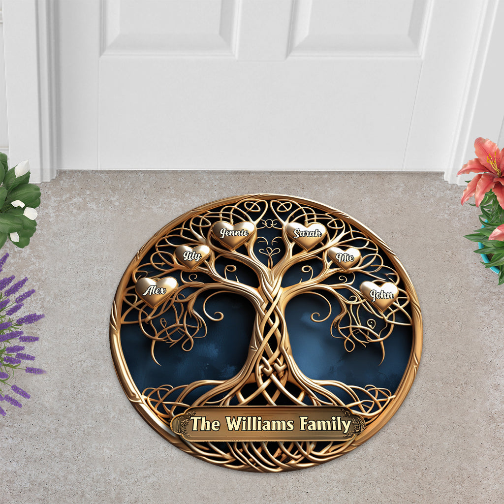 Ici grandit l'amour - Paillasson personnalisé en forme de famille