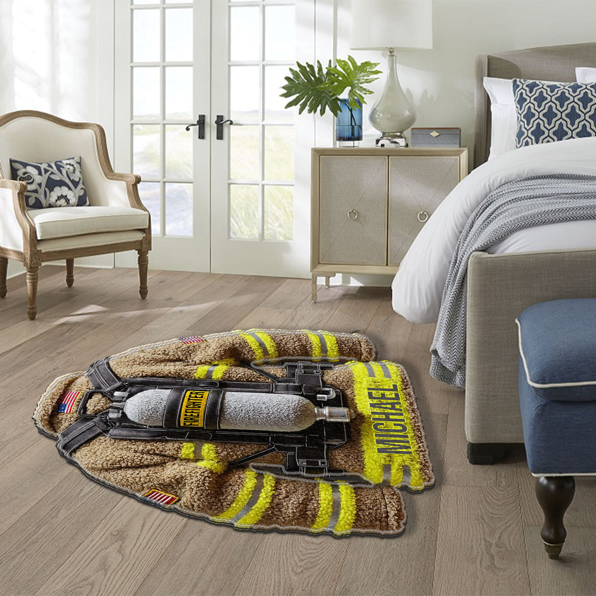 Fier pompier - Tapis tufté antidérapant personnalisé pour pompier