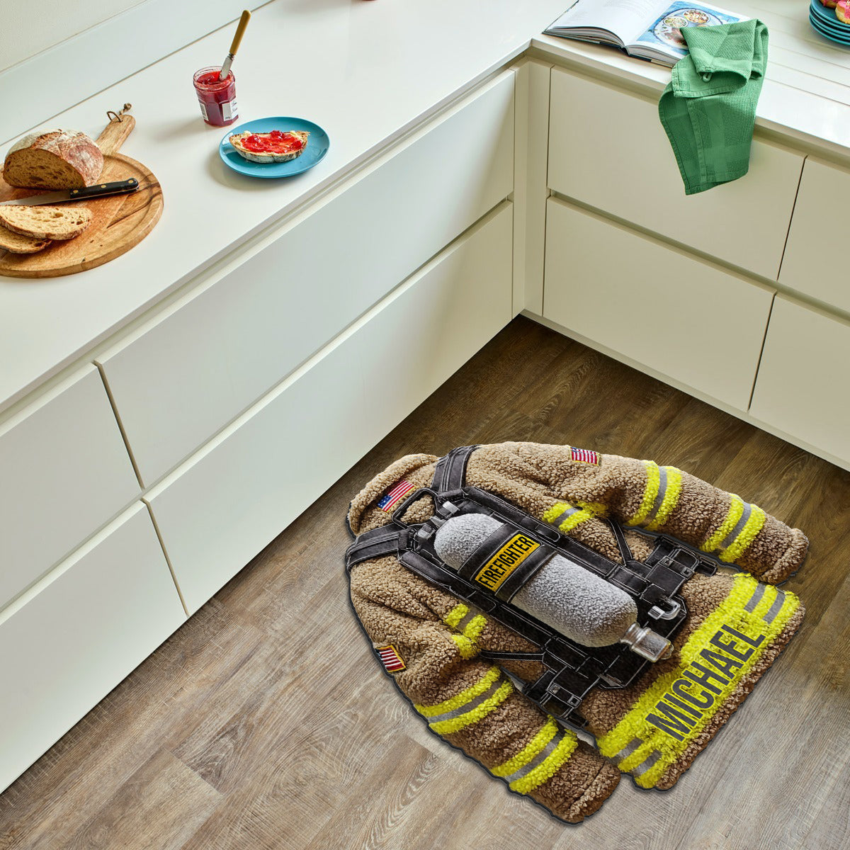 Fier pompier - Tapis tufté antidérapant personnalisé pour pompier