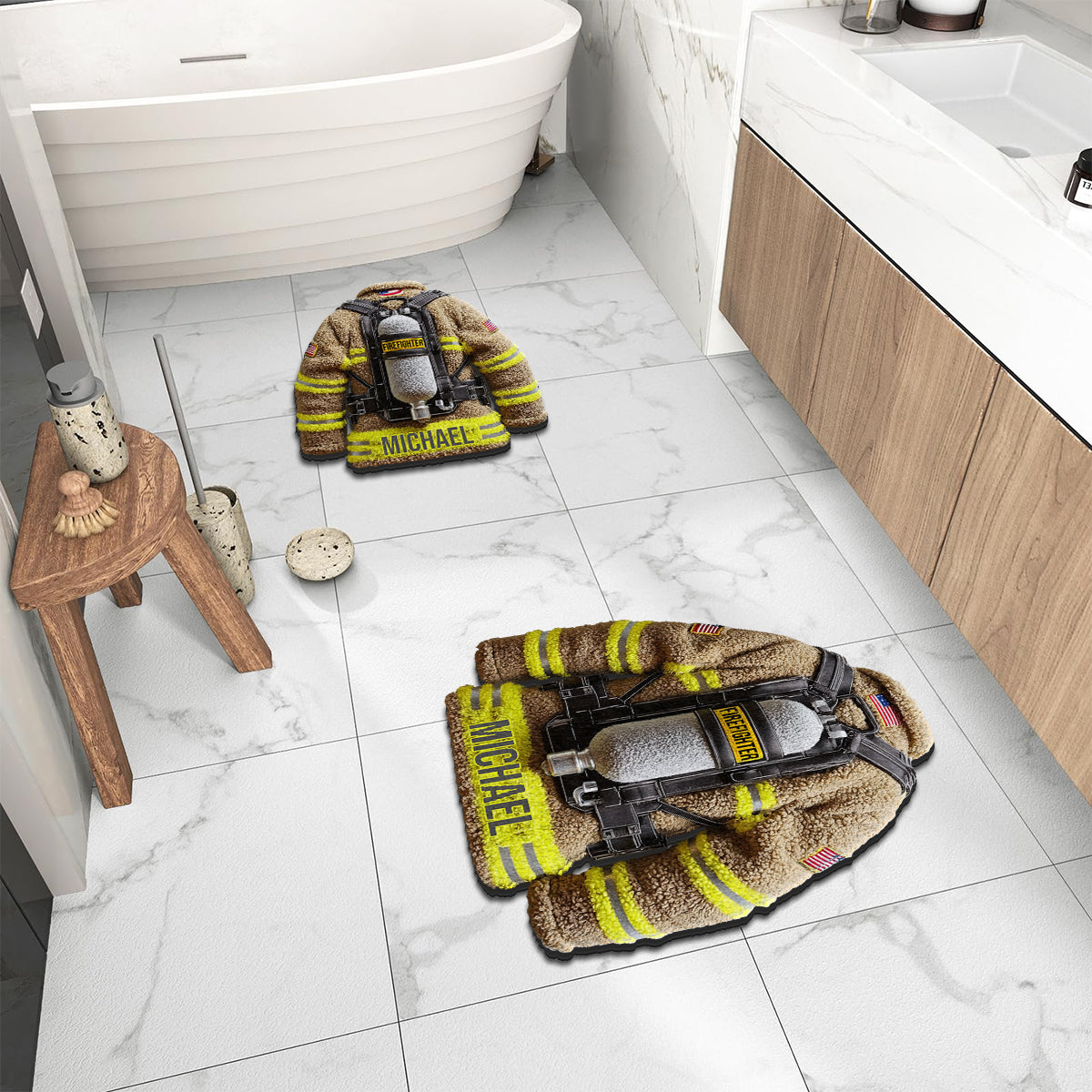 Fier pompier - Tapis tufté antidérapant personnalisé pour pompier