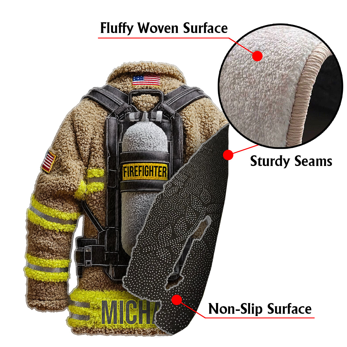 Fier pompier - Tapis tufté antidérapant personnalisé pour pompier