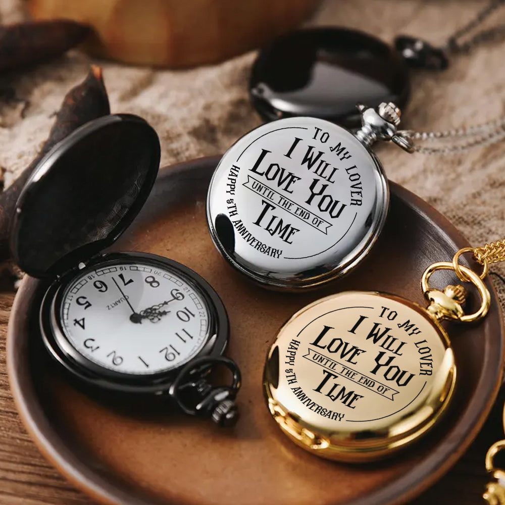 Je t'aimerai jusqu'à la fin des temps - Montre de poche personnalisée pour couple