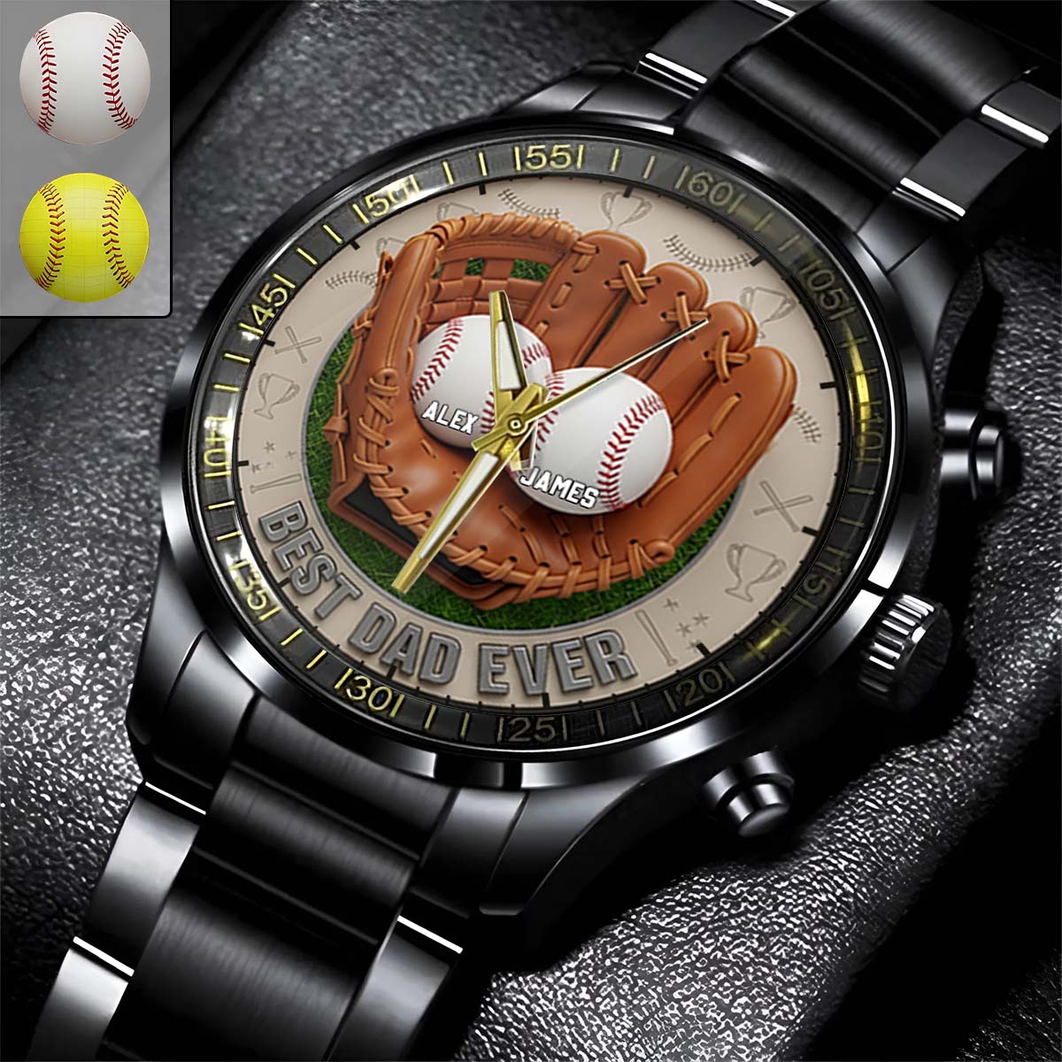 We Caught The Best Dad Baseball, Softball - Personalized Father Hand Watch