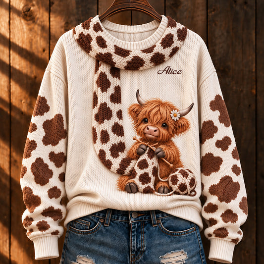 Vache des Highlands Adorable - Pull Moche Personnalisé