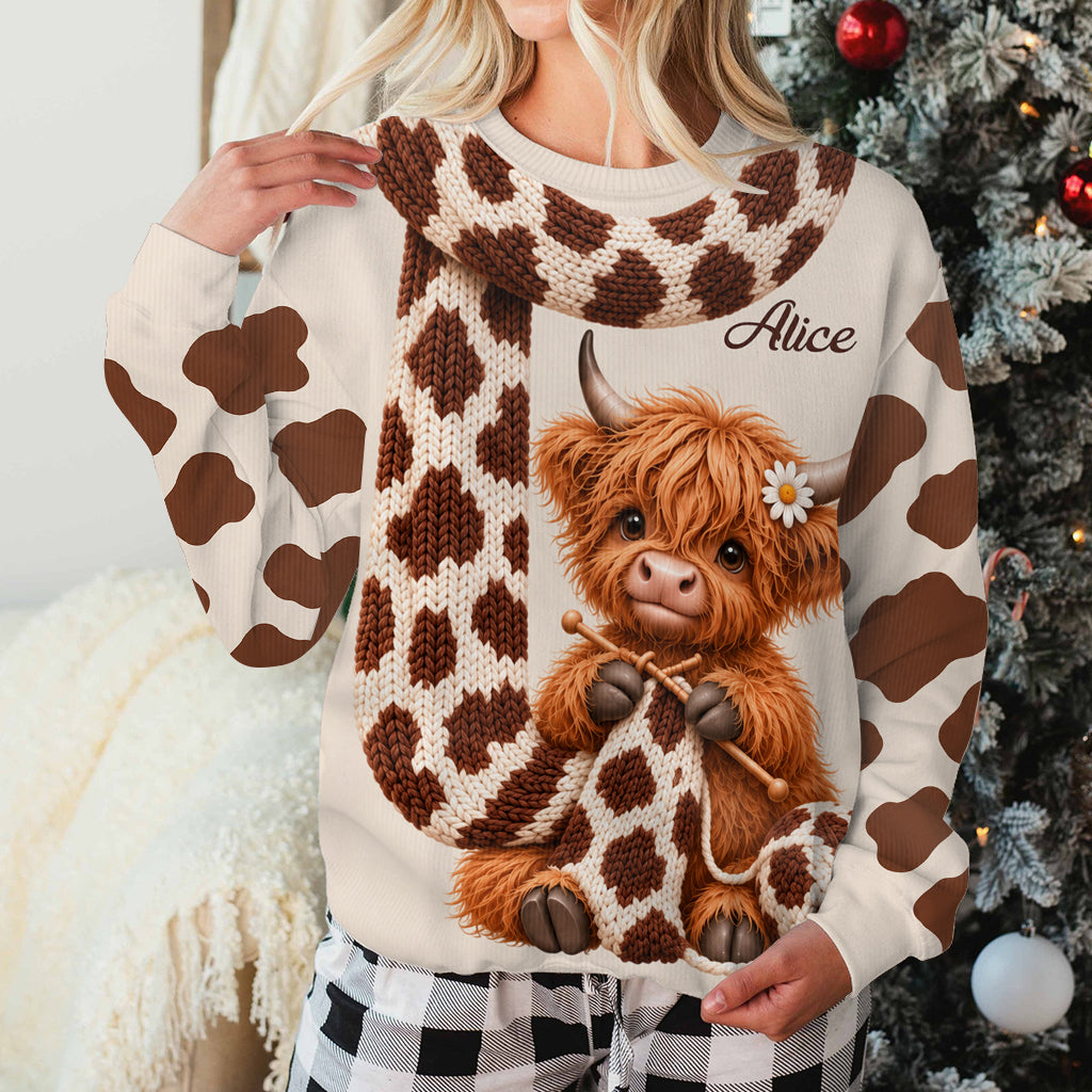 Adorable Highland Cow - Personalized Highland Cow Ugly Sweater