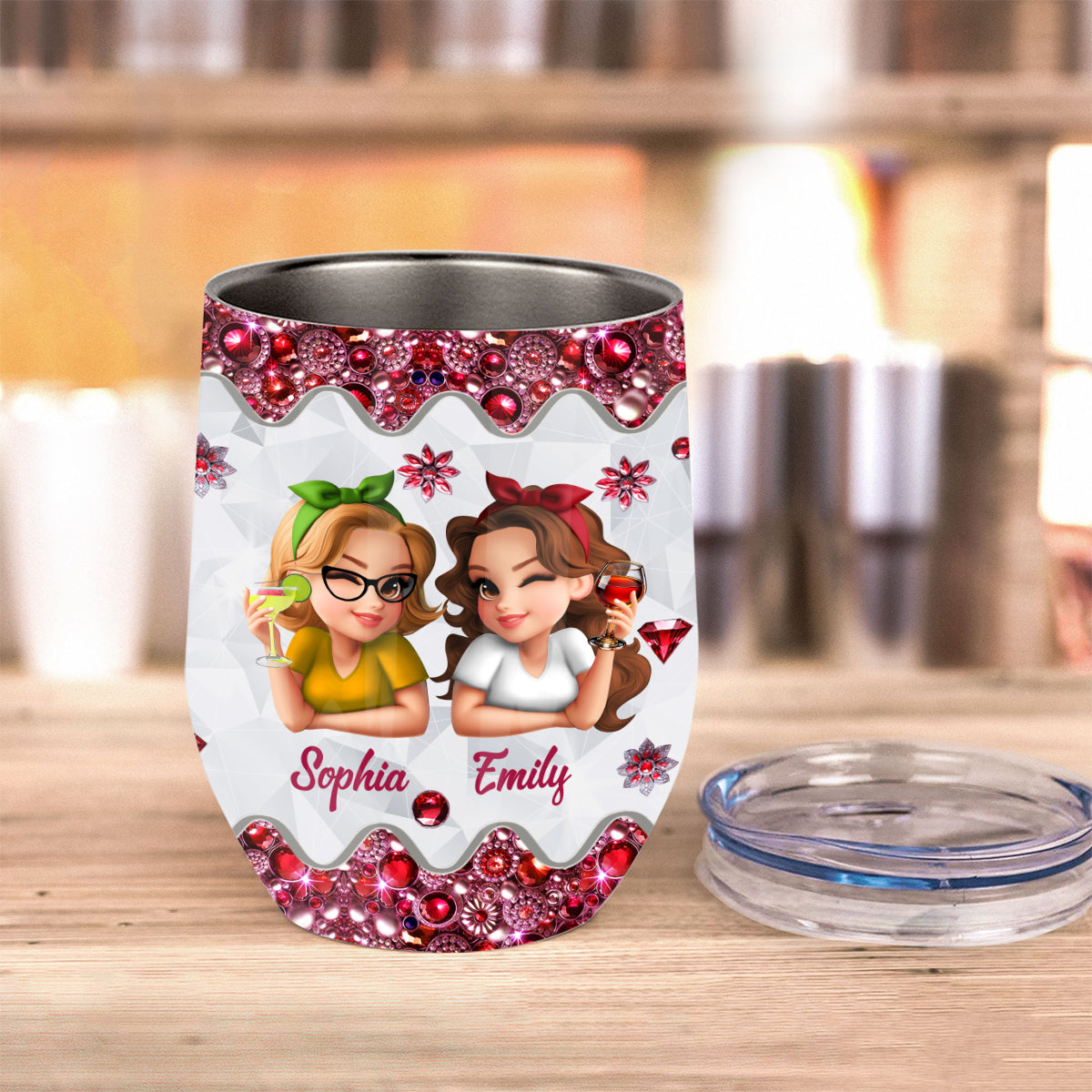 Gobelet à vin personnalisé pour meilleures amies