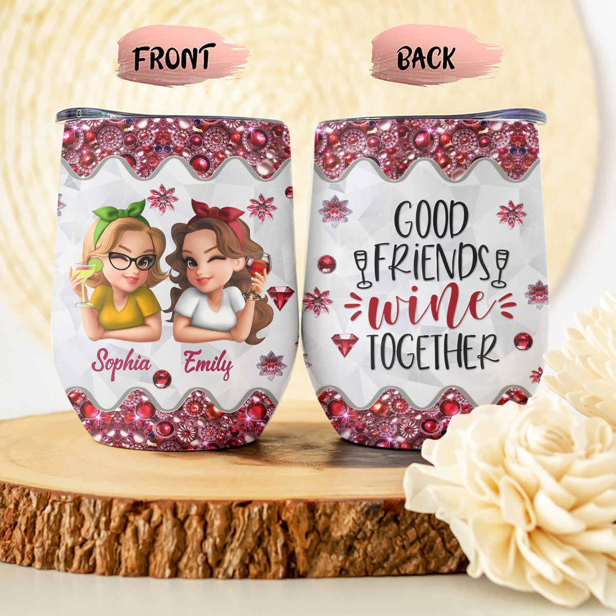 Gobelet à vin personnalisé pour meilleures amies