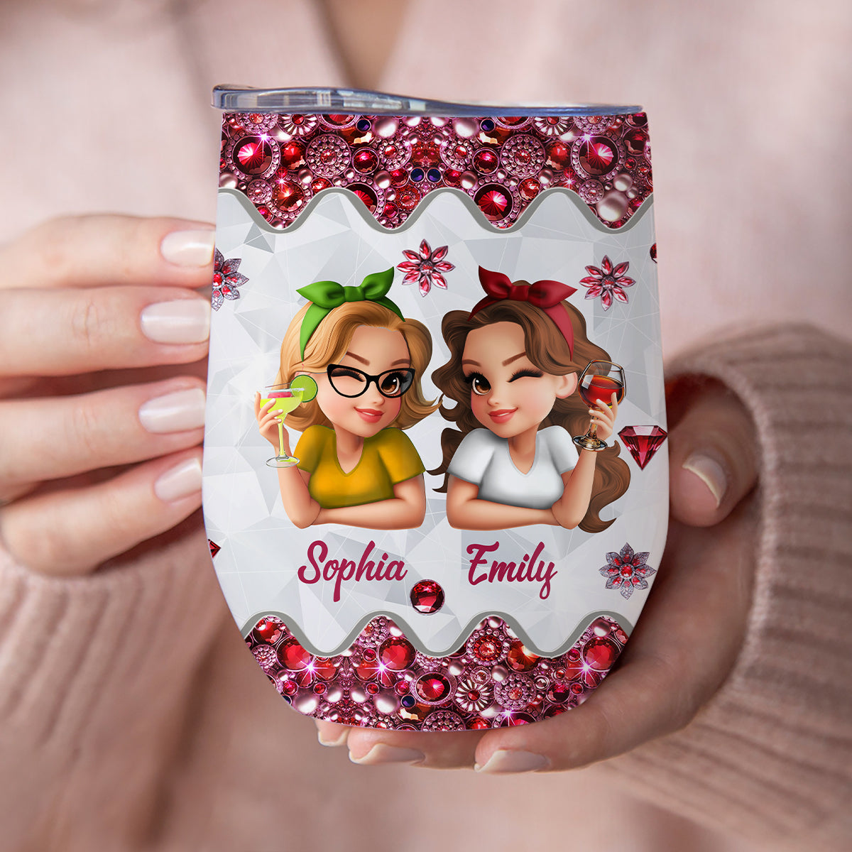 Gobelet à vin personnalisé pour meilleures amies