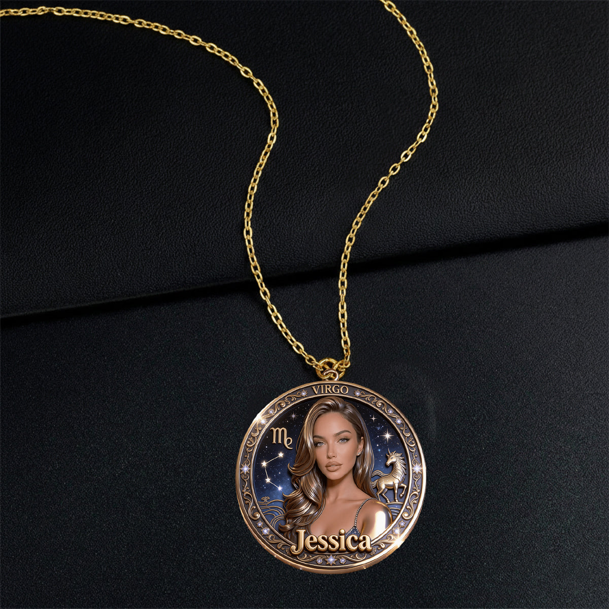 Horoscope Sign, Lucky Charm - Personalized Horoscope Shaped Metal Pendant Necklace