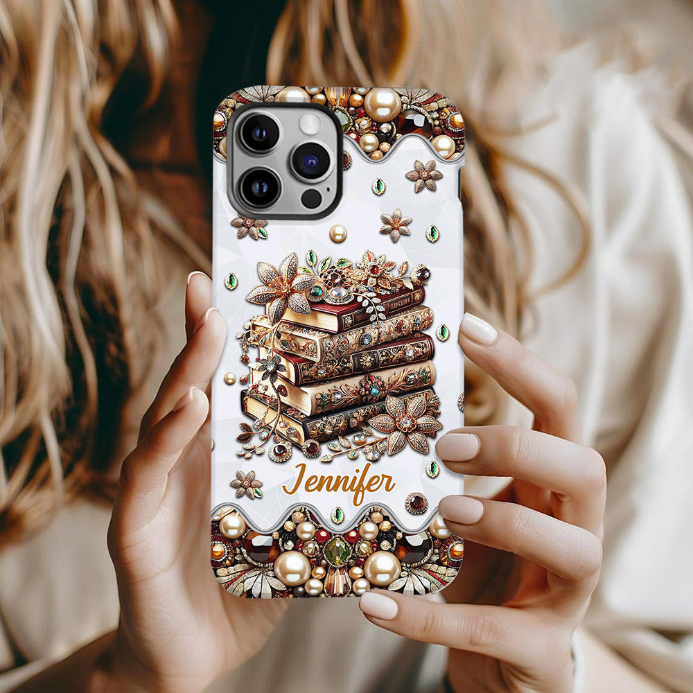 Une fille qui aime les livres - Coque de téléphone personnalisée avec impression intégrale d'un livre