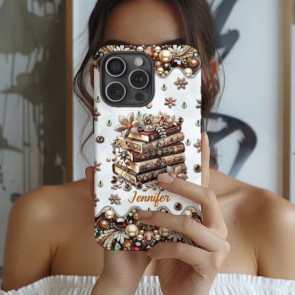 Une fille qui aime les livres - Coque de téléphone personnalisée avec impression intégrale d'un livre