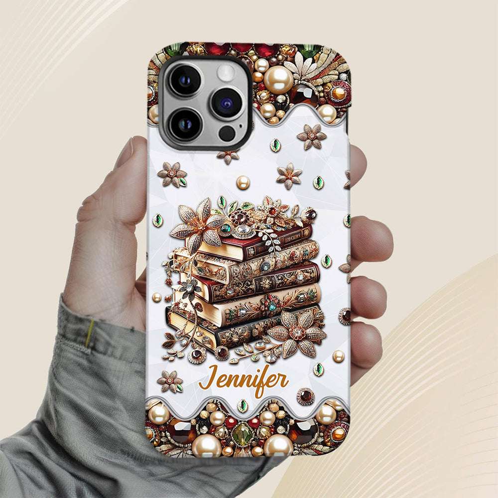 Une fille qui aime les livres - Coque de téléphone personnalisée avec impression intégrale d'un livre