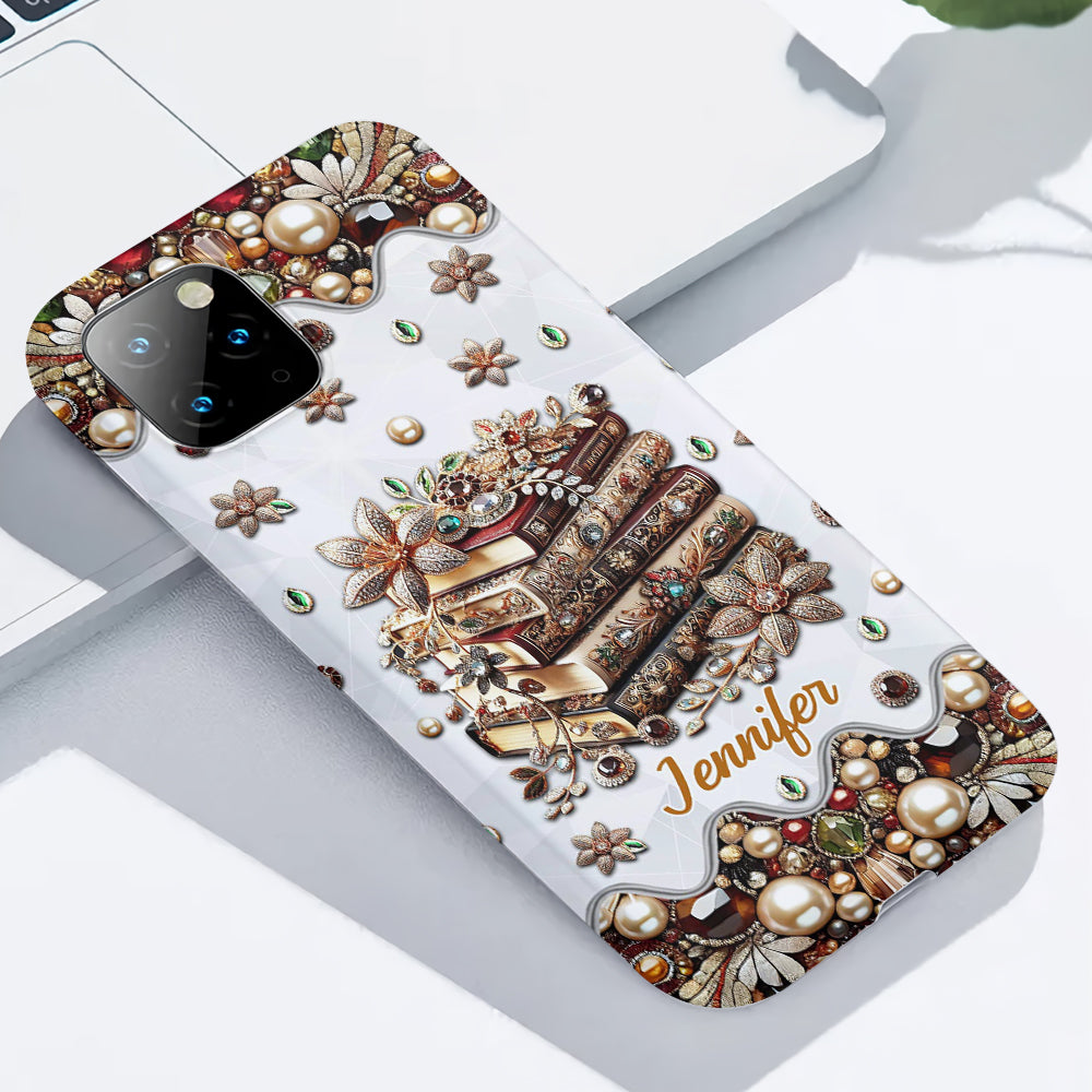 Une fille qui aime les livres - Coque de téléphone personnalisée avec impression intégrale d'un livre