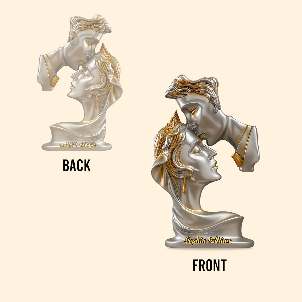 Cadeau d'anniversaire abstrait : Couple qui s'embrasse - Plaque acrylique personnalisée en forme de couple