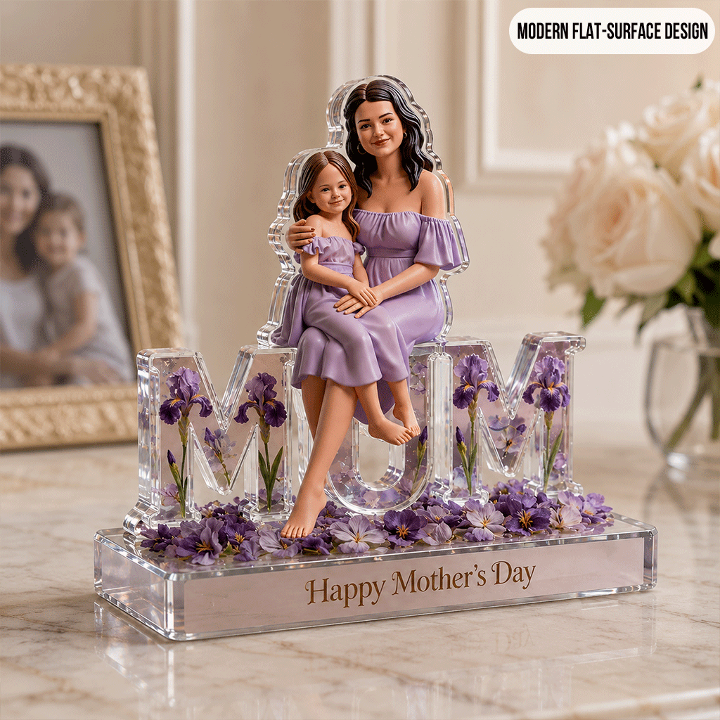 Cadeau idéal personnalisé avec n'importe quelle photo pour maman ou grand-mère - Plaque acrylique personnalisée « Mère » en forme de carte de vœux