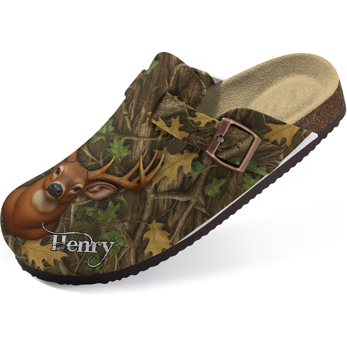 Deer Hunting, Tree Camo Pattern, Hunter Gifts - Personalized Hunting Clogs With Arch Support