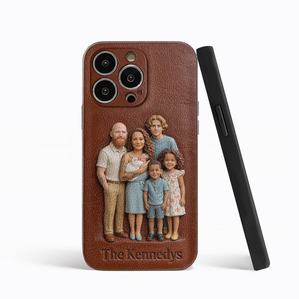 Custom Any Photo - Personalized Family Leather Phone Case