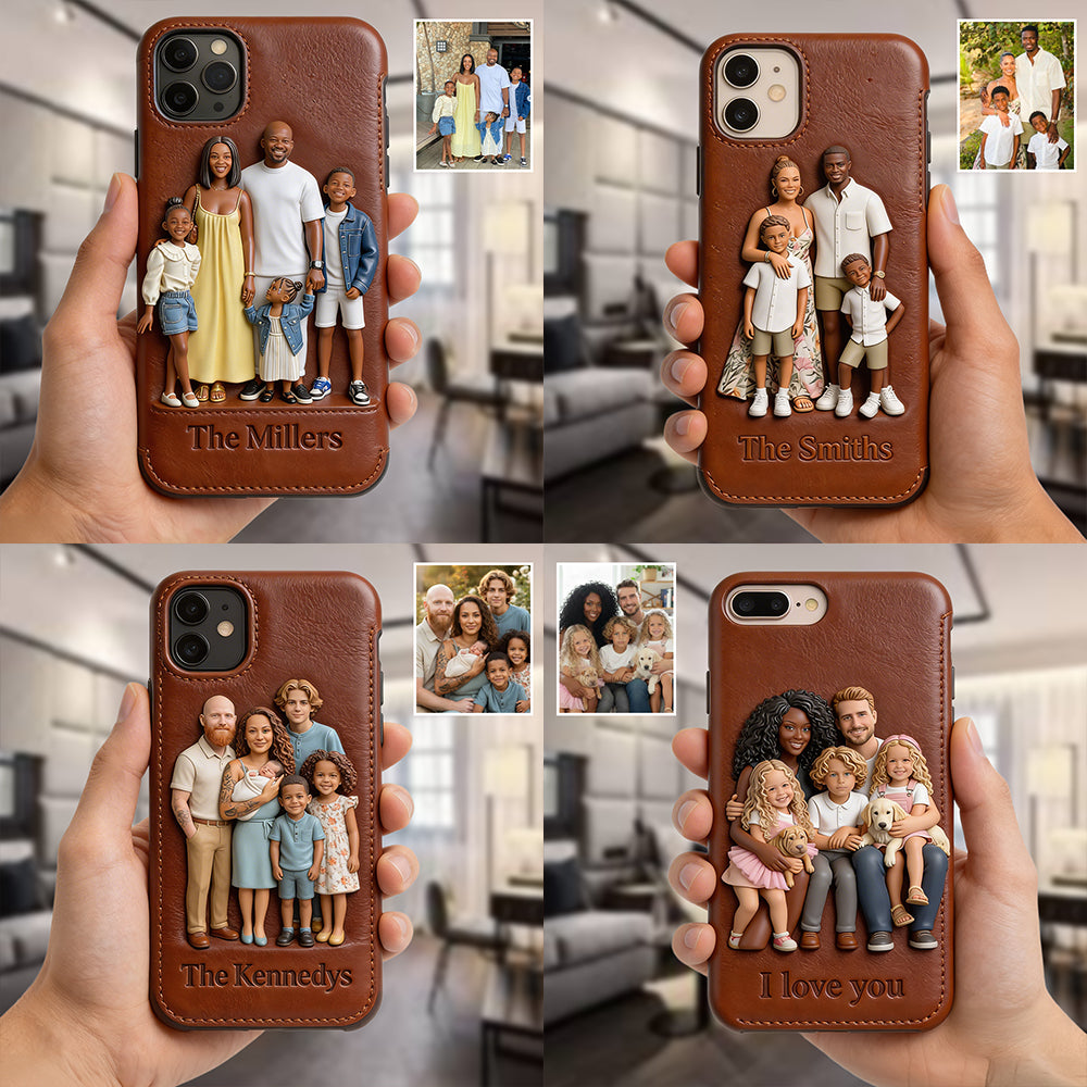 Custom Any Photo - Personalized Family Leather Phone Case